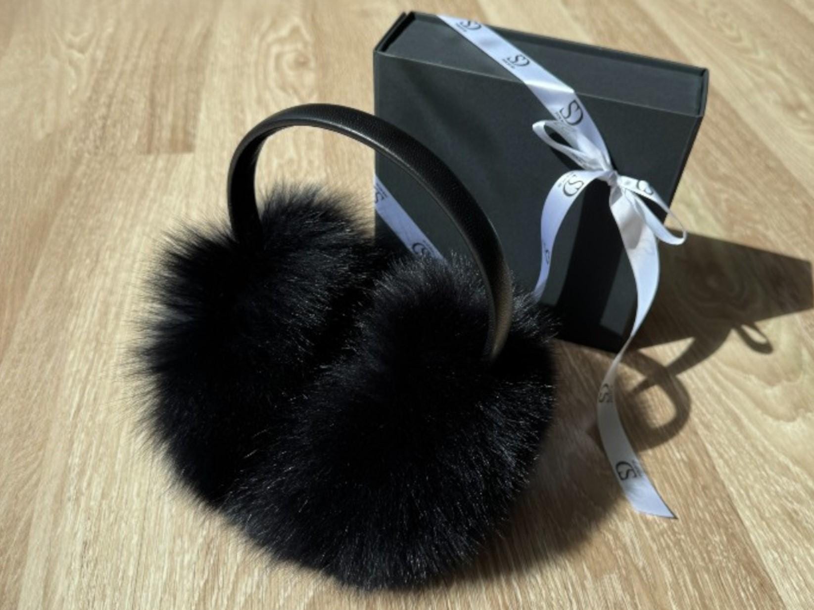Black Fox Oversized Earmuffs Velvet Headband Women main image 2