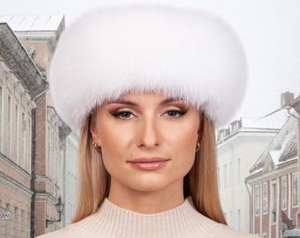 Womens White Fox Fur Headband,Luxury Real Fox Fur Headwrap,Elegant Ear  Warmer Headband,Warm Winter Wedding Hair Accessory,Cosy Fur Ear Cover