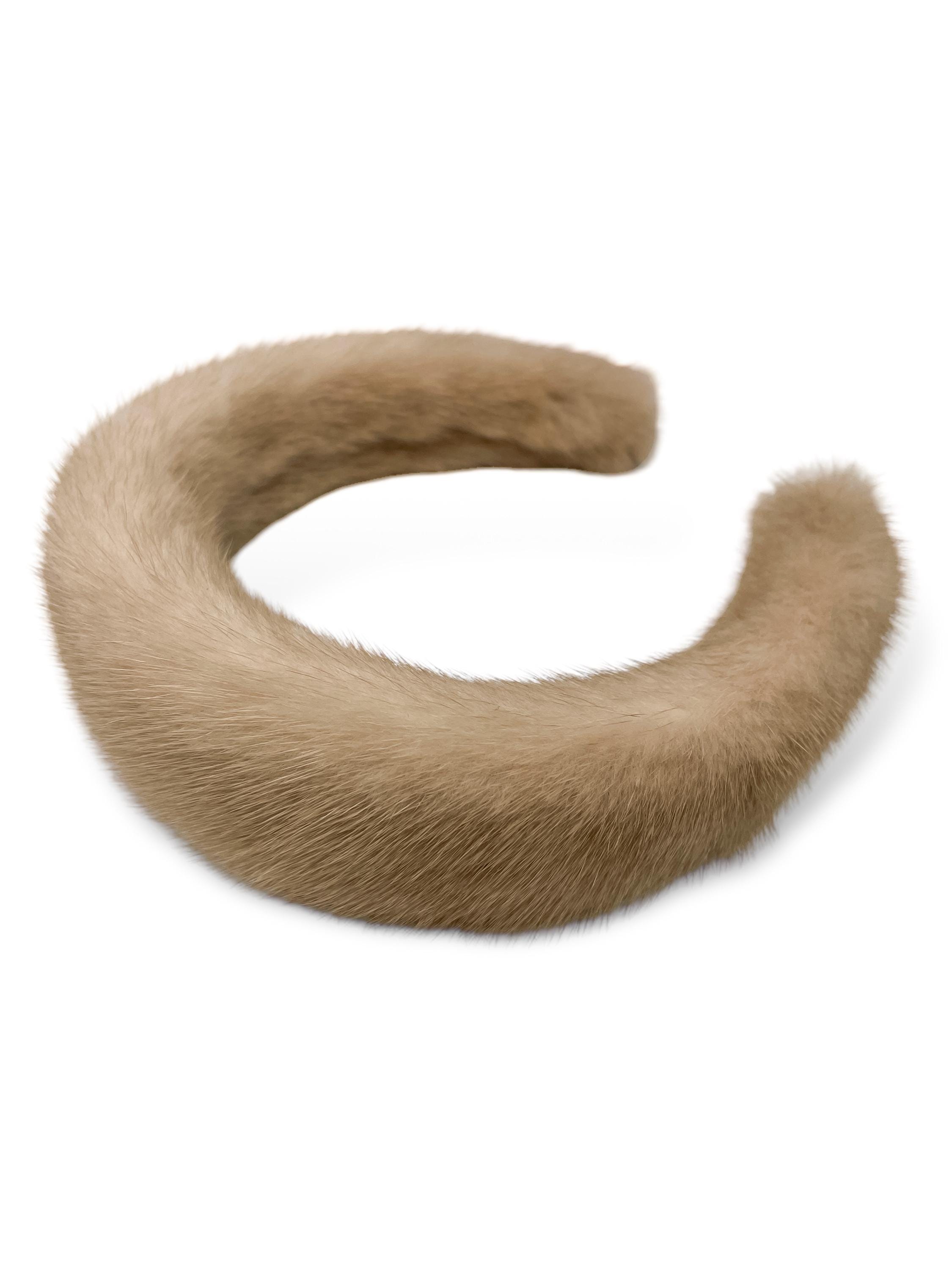 Elegant Beige Faux Fur Headband Finn Raccoon Fur Headband: FurHatWorld.com main image 3