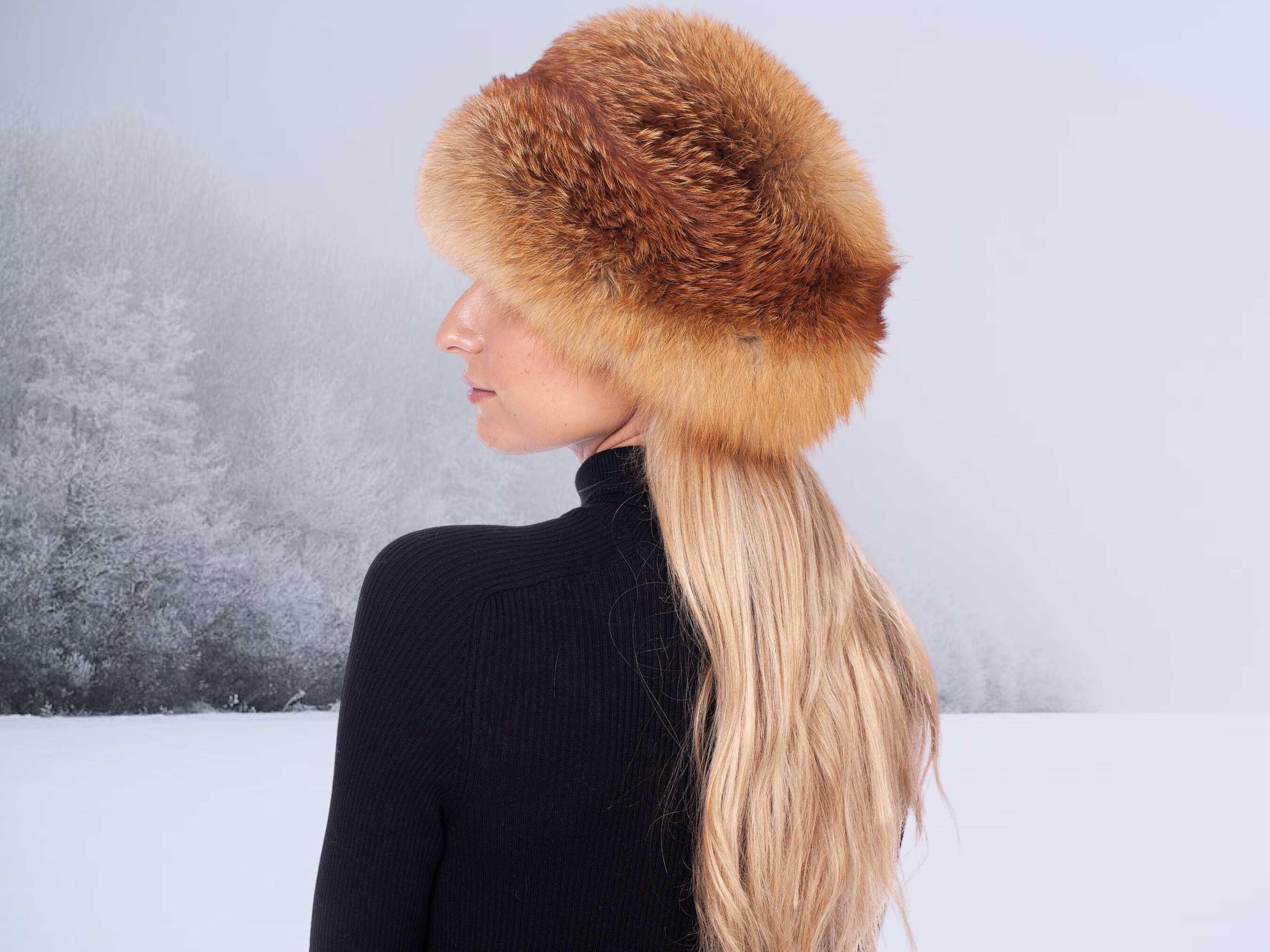 Red Fox Fur Hat,furry Trapper Hat With Detachable Tail,warm  display picture 1