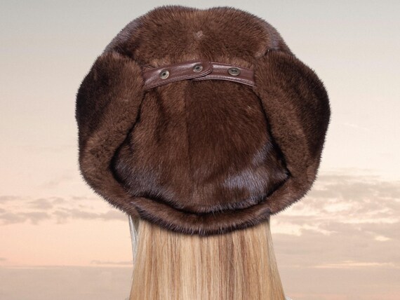 Brown Mink Fur Ushanka Hat,warm Winter Earflap Hat,handmade  display picture 1