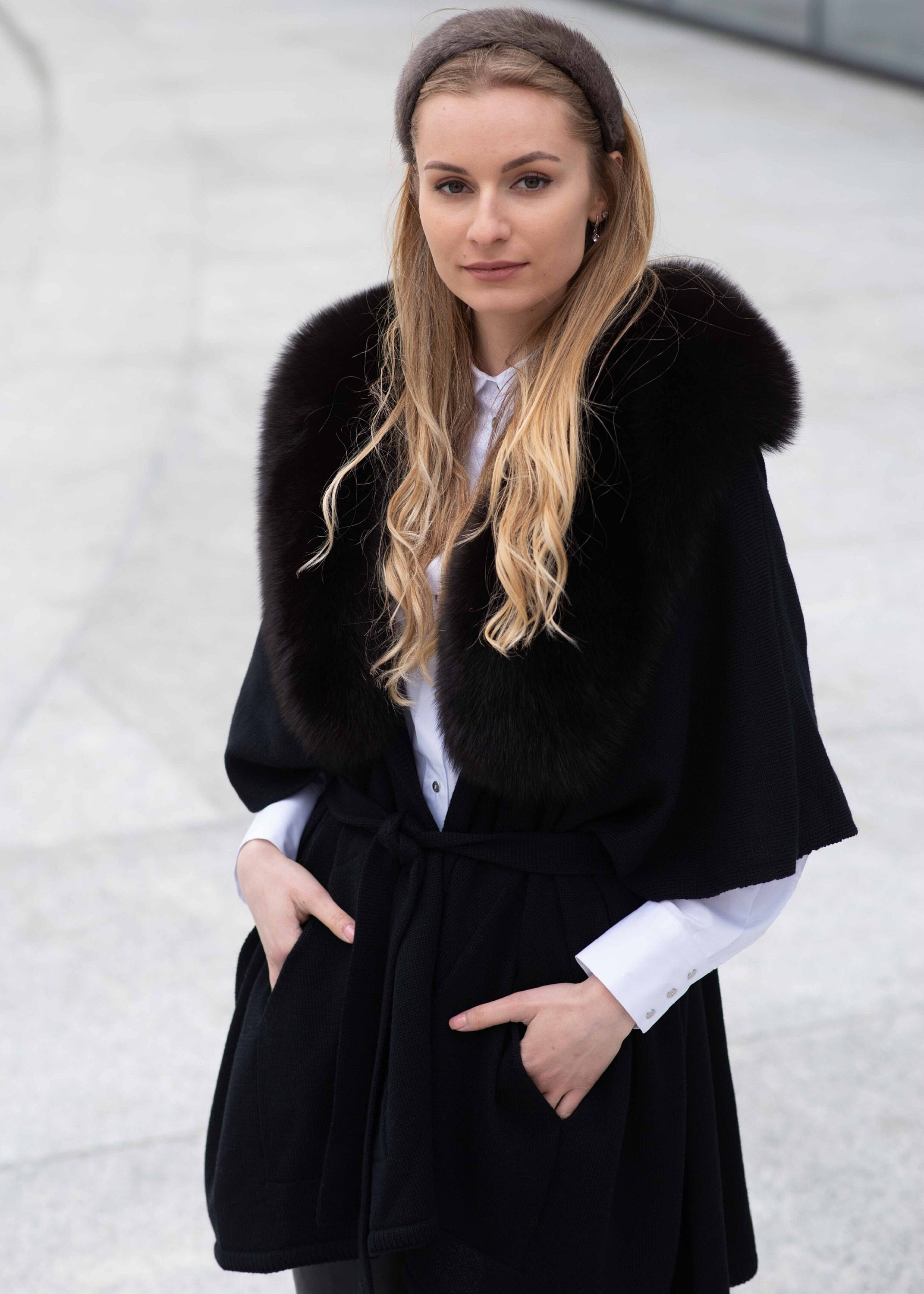 Furry black cardigan new arrivals