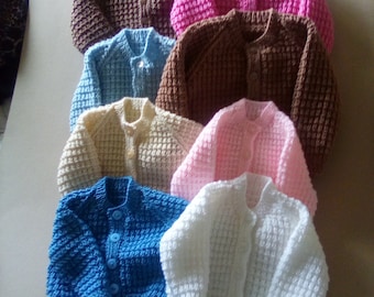 Hand knitted baby cardigans