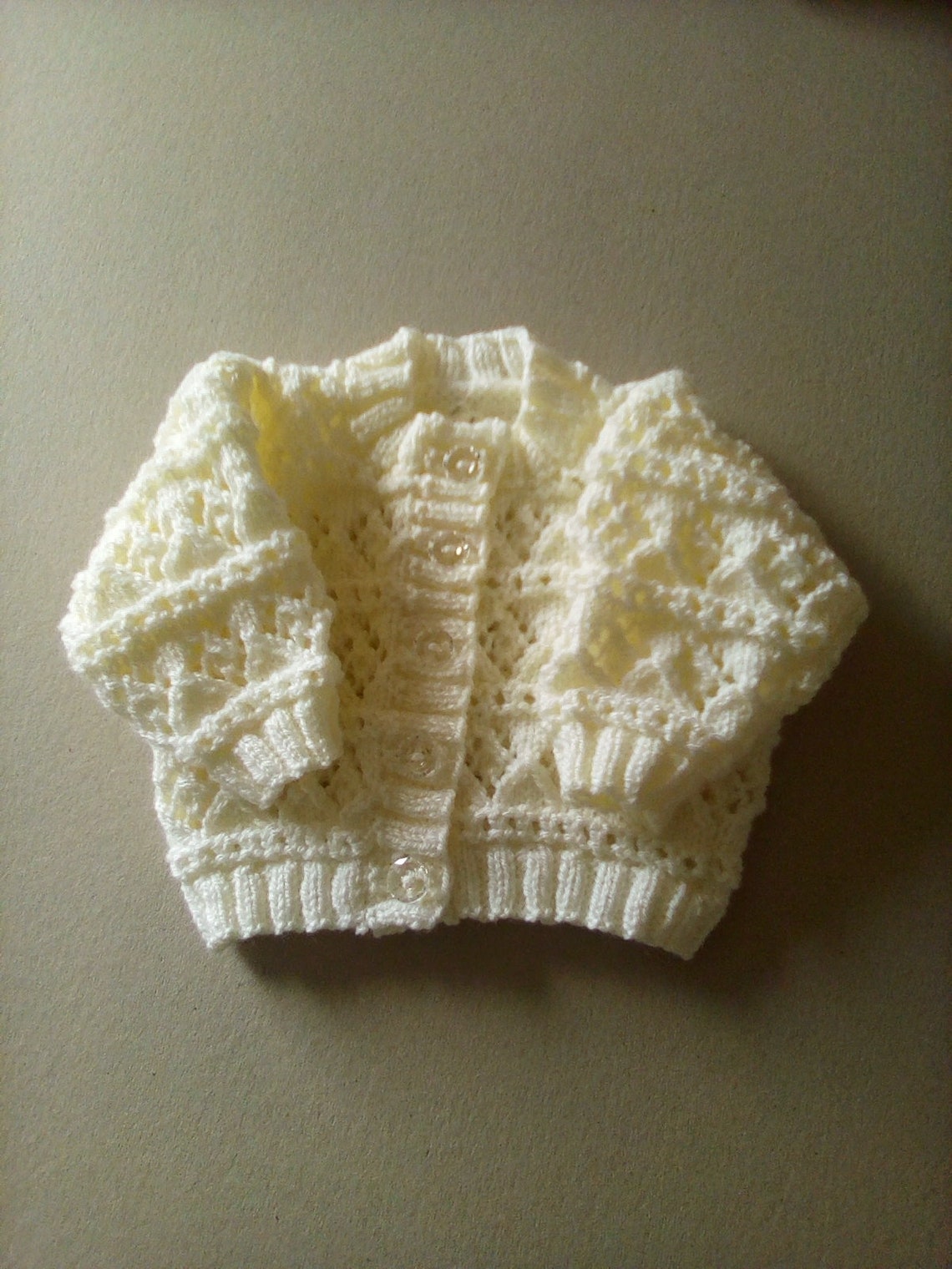 Hand Knitted Lacy Baby Cardigans Etsy UK