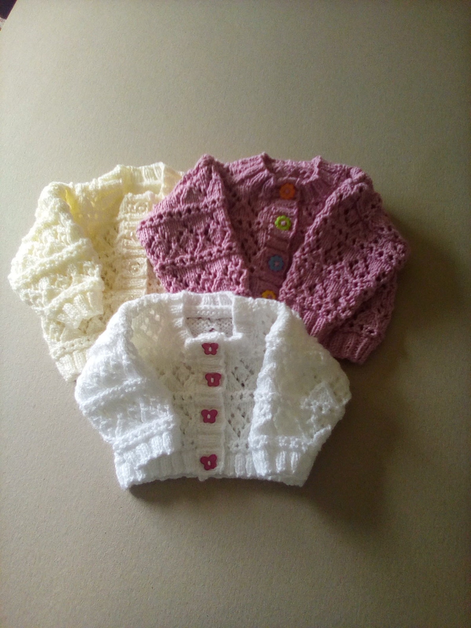 Hand Knitted Lacy Baby Cardigans Etsy UK