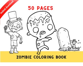 Download Zombie Coloring Book Etsy