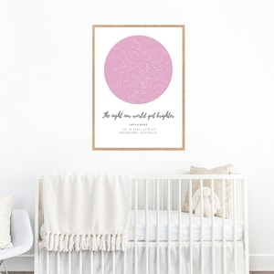 carte des étoiles personnalisée | Par date et lieu | | ciel nocturne | de la carte des étoiles | de la carte des constellations | Pink Sky Moon | imprimable Où nous nous sommes rencontrés | | de naissance Galaxie