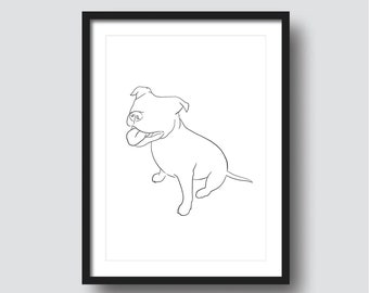 Custom Pet Line Drawing Portrait From Photo One Line Art Drawing Single Line Art Pet Sympathy Gift Pet Loss Gift DIGITAL DOWNLOAD
