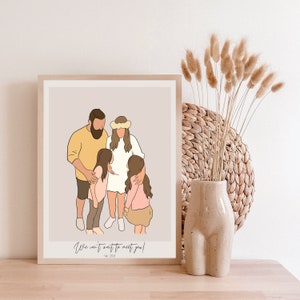 Custom Illustration with Outline | Minimalist Digital Portrait Gift | Birthday | Anniversaries | Couples | Family | Christmas | Digital Art