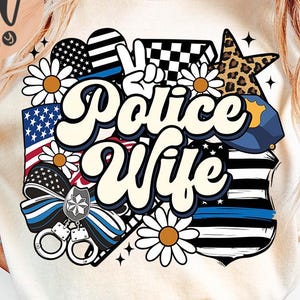 Retro Police Wife Png, Police Wife Subalimation, Police Wife Coquette Png, Blue Cop&#39;s Wife Png, Police Officer Wife Png, Thin Blue Line Png