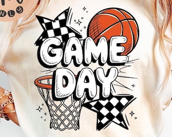PNG a cuadros del día del partido de baloncesto retro: Diseño de sublimación (descarga digital)
