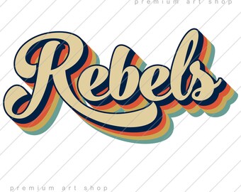 Clipart Rebels Sublimation Design Download Rebels PNG football Retro Vintage