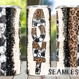 Fußball Tante Leopard Glitzer Png, Fußball Tante Leopard Sublimation Design Download, Nahtloses 20oz Skinny Tumbler Design PNG