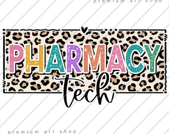 Pharmacy Tech Leopard PNG: Boho Sublimation Design (Digital Download)