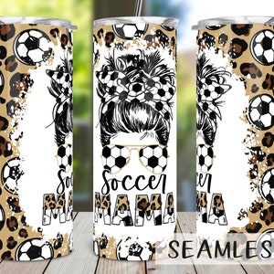 Soccer Mama Tumbler PNG, Soccer Mama Leopard Sublimation Design Download, Seamless 20oz Skinny Tumbler Design PNG, Soccer Tumbler PNG