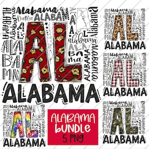 Alabama PNG, Alabama Sublimation Design Download, Alabama State, AL State, 5 PNG files