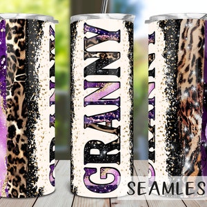 Granny Purple Glitter Tumbler PNG, Granny Purple Tumbler Sublimation Design Download, Seamless 20oz Skinny Tumbler Design PNG, Grandma