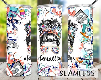 Dental Life Tumbler Sublimation Design Download, Dentist PNG, Dental Hygiene Tumbler PNG, Seamless 20oz Skinny Tumbler PNG, Dental Assistant