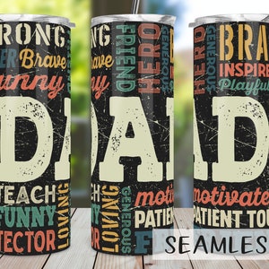 Dad Fathers Day Tumbler PNG, Gift for Dad Tumbler Sublimation Design Download, Seamless 20oz Skinny Tumbler PNG, Daddy Vintage Tumbler PNG