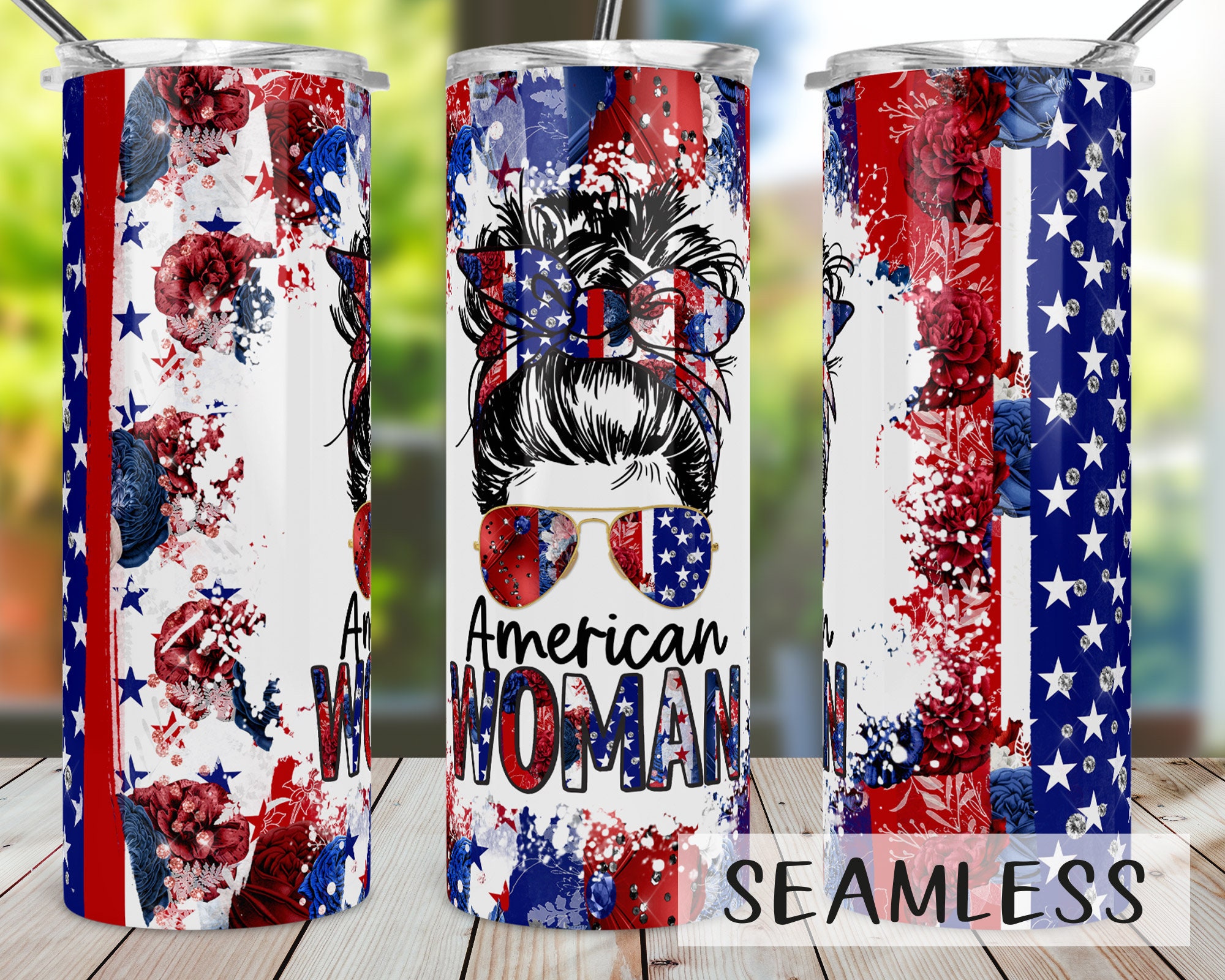 4th of July Tumbler PNG American Woman Tumbler Sublimation | Etsy