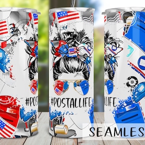 Postal Life Tumbler Sublimation Design Download, Postal Life Tumbler PNG, Seamless 20oz Skinny Tumbler Design PNG, Postal Worker Tumbler PNG