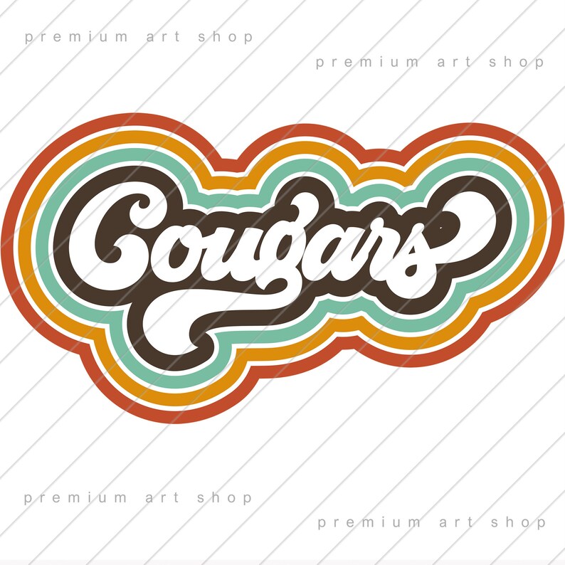 Mascot Cougars Sublimation Design Download Retro Vintage football Cougars PNG Clipart