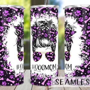 Dog Mama Purple Tumbler PNG, Dog Mama Purple Tumbler Sublimation Design Download, Seamless 20oz Skinny Tumbler Design PNG, Fur Mom