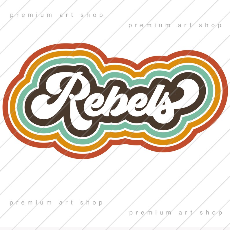 Clipart Rebels Sublimation Design Download Rebels PNG football Retro Vintage