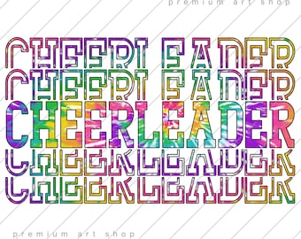Cheerleader Sublimation Design Download, PNG, Tie Dye, Mascot, Cheerleader football, Clipart