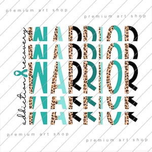 Addiction Recovery Warrior PNG: Turquoise Ribbon Design (Digital Download)