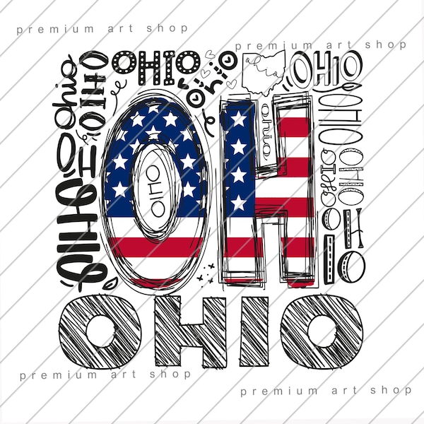 4th of July PNG, Ohio PNG, American Flag Ohio PNG, Patriotic Ohio Sublimation Design Download, Independence Day, Ohio Home Sweet Home