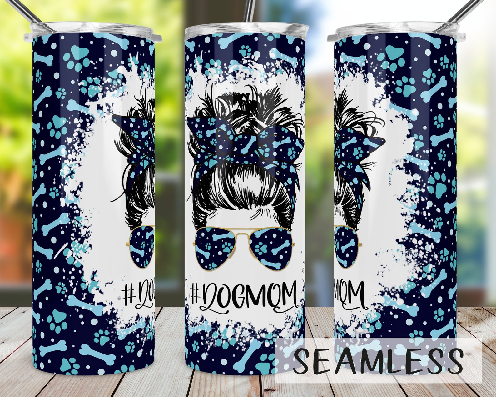 Dog Mom Tumbler Seamless Sublimation Design Download 20oz | Etsy