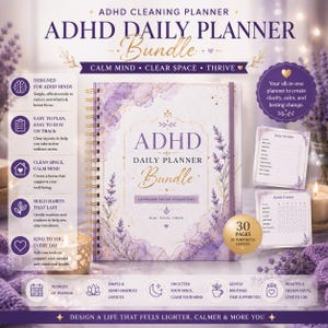 ADHD Daily Planner Printable Bundle | Digital Planner PDF | Executive Function Planner | Guided Planner for Adults with ADHD