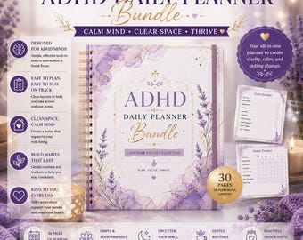 ADHD Daily Planner Printable Bundle | Digital Planner PDF | Executive Function Planner | Guided Planner for Adults with ADHD