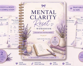 Mental Clarity Workbook Printable, Mind Reset Worksheets, Overwhelm Reset, Focus & Priorities PDF