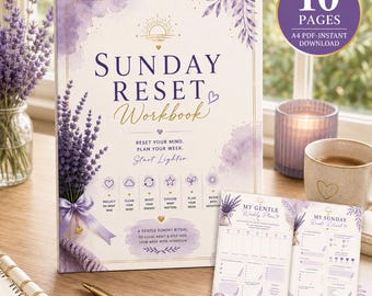 Sunday Reset Workbook | Weekly Reflection, Mental Clarity & Self Care