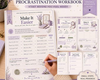 ADHD Task Initiation Workbook, Procrastination Planner, Printable Focus Worksheets, Digital PDF