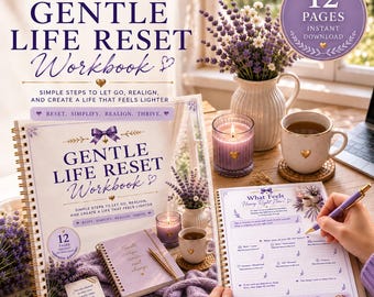 Life Reset Workbook, Self Care & Personal Growth Printable, Fresh Start Journal