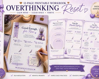 Overthinking Reset Workbook, Printable Mental Clarity Journal