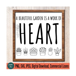 A Beautiful Garden è un file Svg Work of Heart per Cricut, Mom Plant Lover Sing, Farmhouse Wall Decor, Stampa digitale per camicia, tazza, immagine