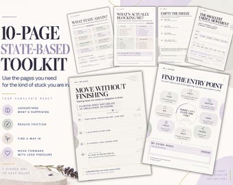 Task Paralysis Reset Toolkit, ADHD Task Paralysis Printable