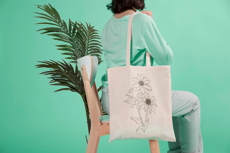 Chamomile Floral Print Tote Canvas Bag Gift