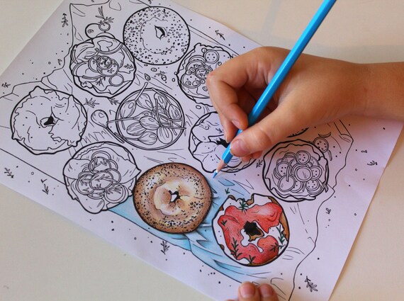 Download 5 Printable Food Coloring Pages Adult And Kids Coloring Book Etsy