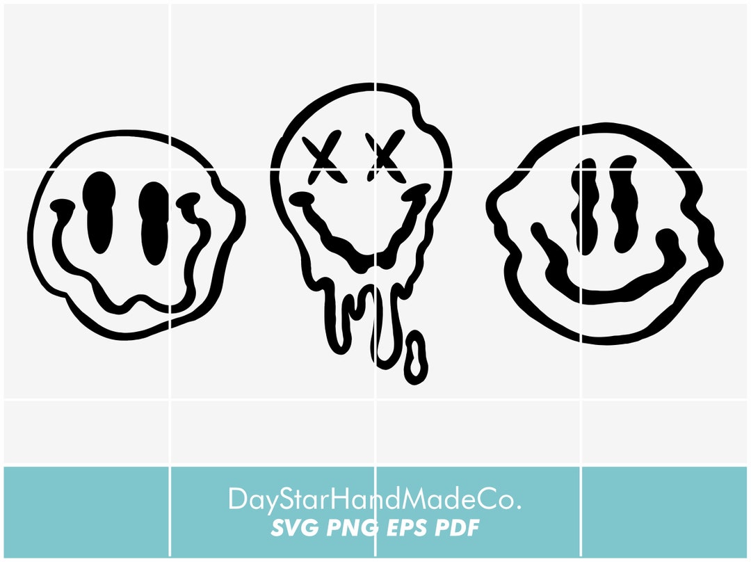 Melted Smile Design, Svg Cut File. Smiley Face Emojis. Face Svg. Smile ...