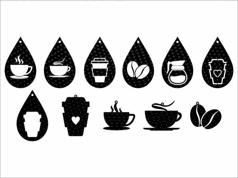 Download Svg Png Eps Pdf Earrings Designs Cut File Svg Cut File Coffee House Tear Drop Earrings Drawing Illustration Art Collectibles Merrittfs Com