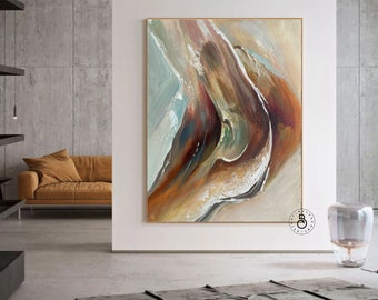 Abstract Handmade Painting on Canvas, Textured wall art, Customized Wall art | Handmade with acrylic arts | Brown and White