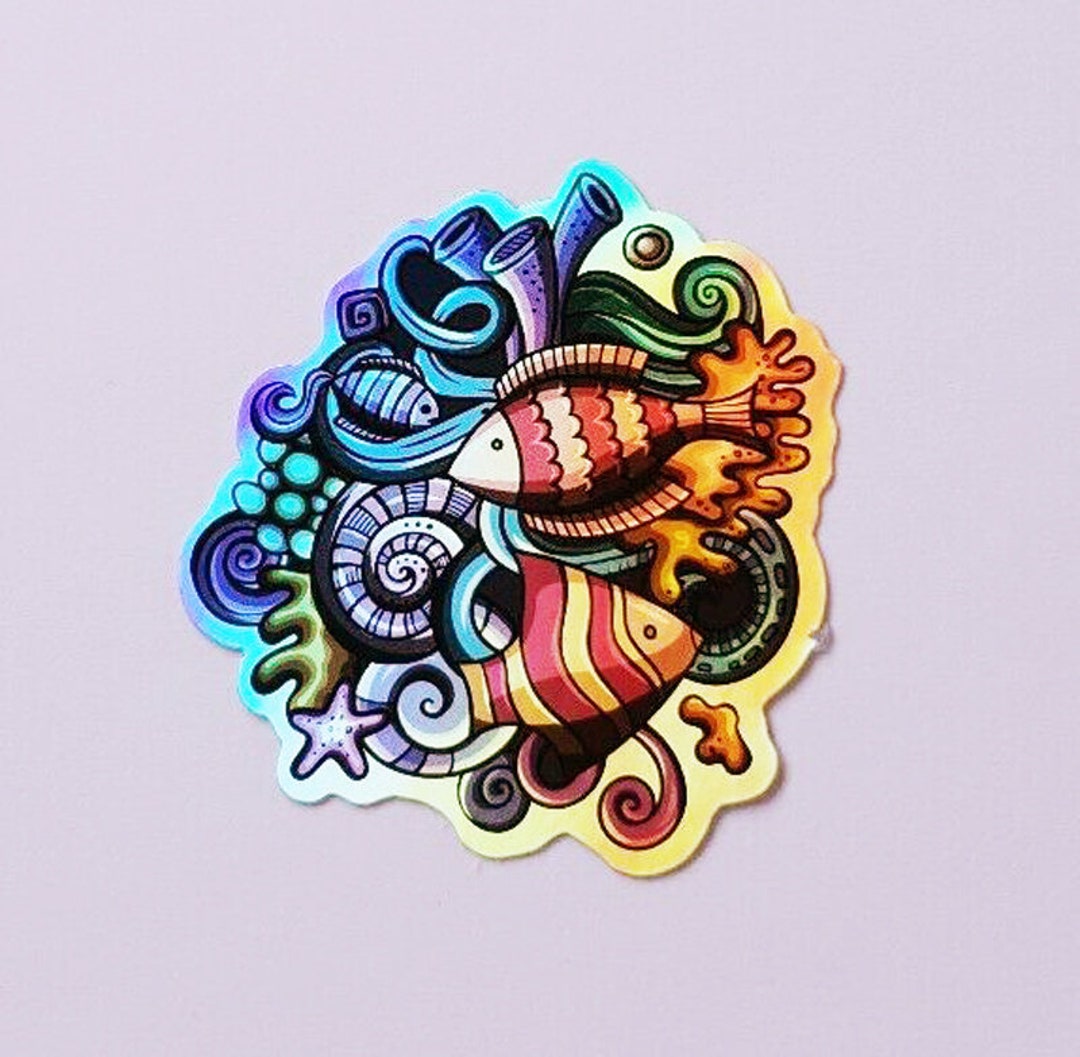 Hoverfish Sticker Holographic Reef Sticker, Fish Sticker, Waterproof Sticker, Holographic ...
