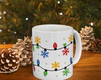 Snowflake String Lights Ceramic Mug