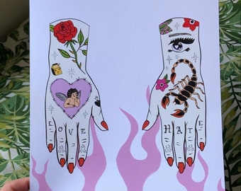 Tattooed Hands Print