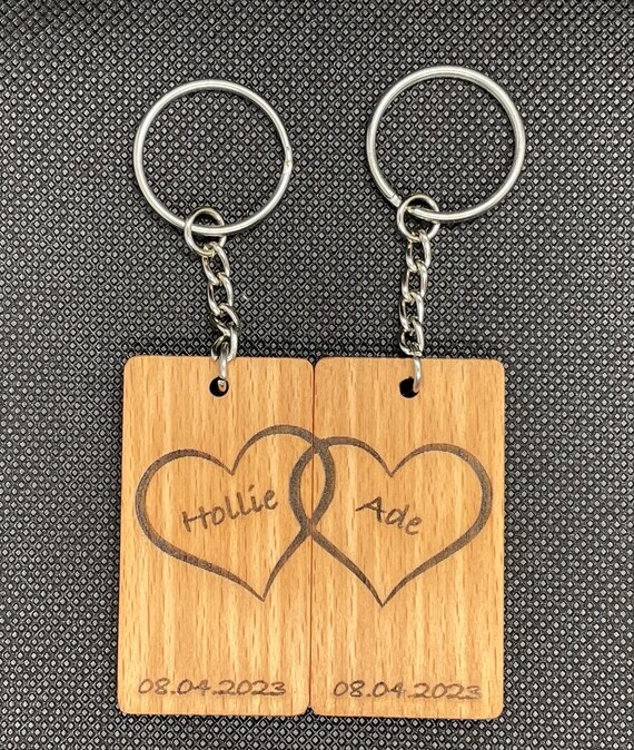 Personalised Couples Keyring Engagement Gift His Hers His and His Hers and Hers Wooden Keyring Anniversary Gift Etsy